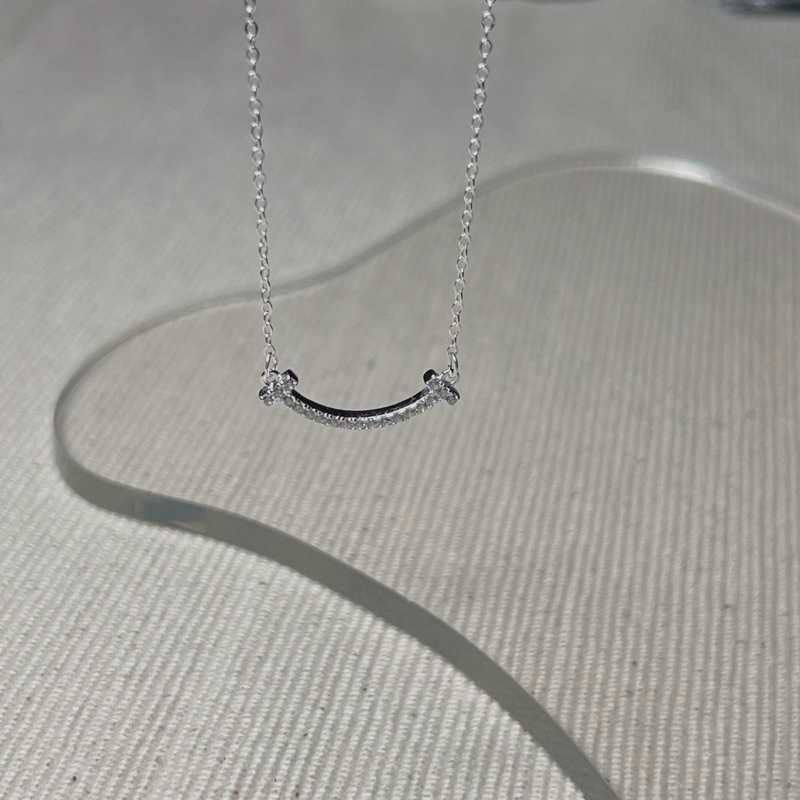 【Moonsee】純銀項鍊-微笑帶鑽