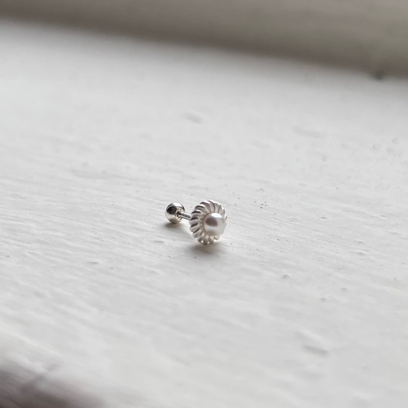 【Moonsee】純銀鎖珠款-麻花邊珍珠(單支)