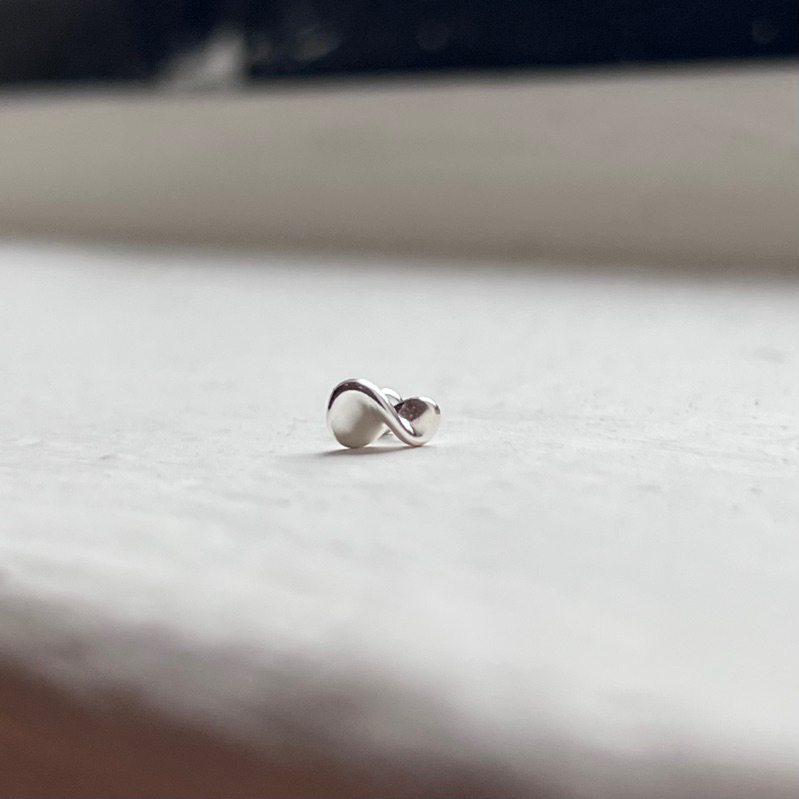 【Moonsee】純銀鎖珠款-扭轉波紋(單支)