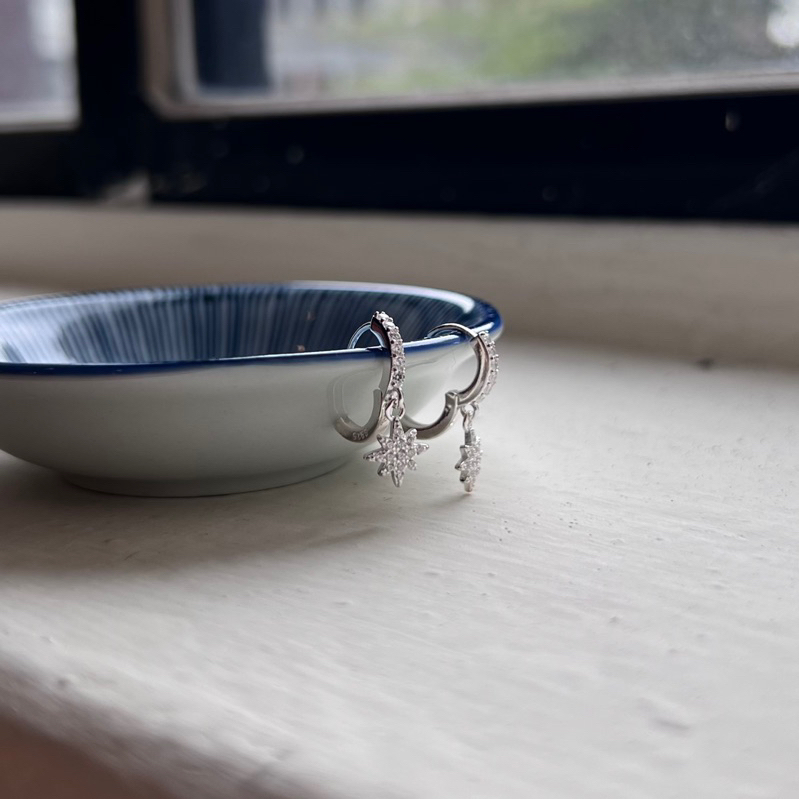 【Moonsee】純銀易扣-垂吊北極星