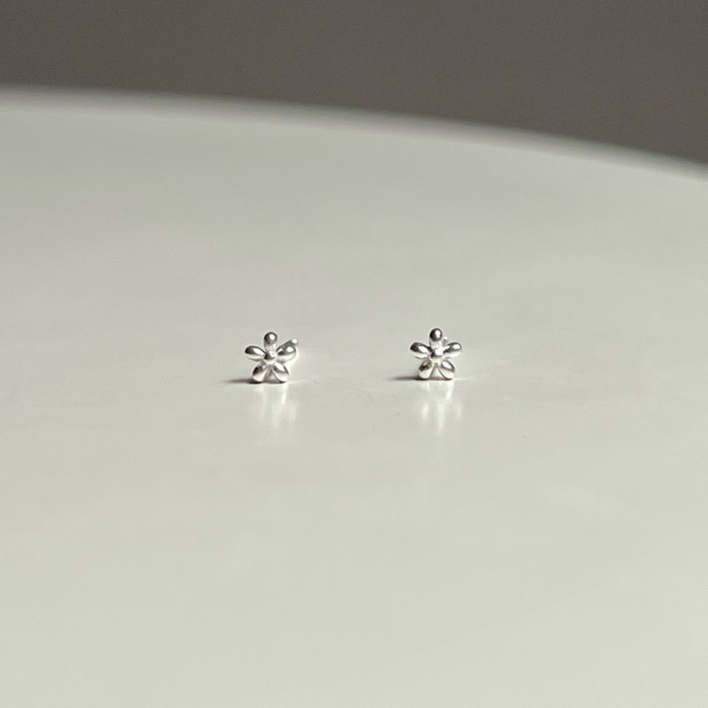 【Moonsee】純銀鎖珠款-簡約小花(單支)