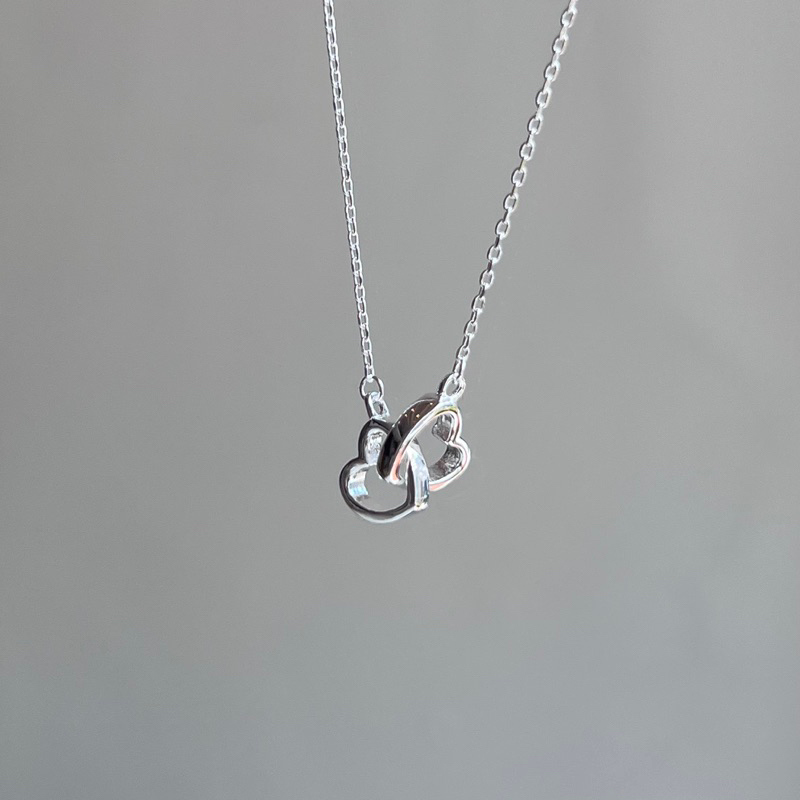 【Moonsee】純銀項鍊-雙環愛心