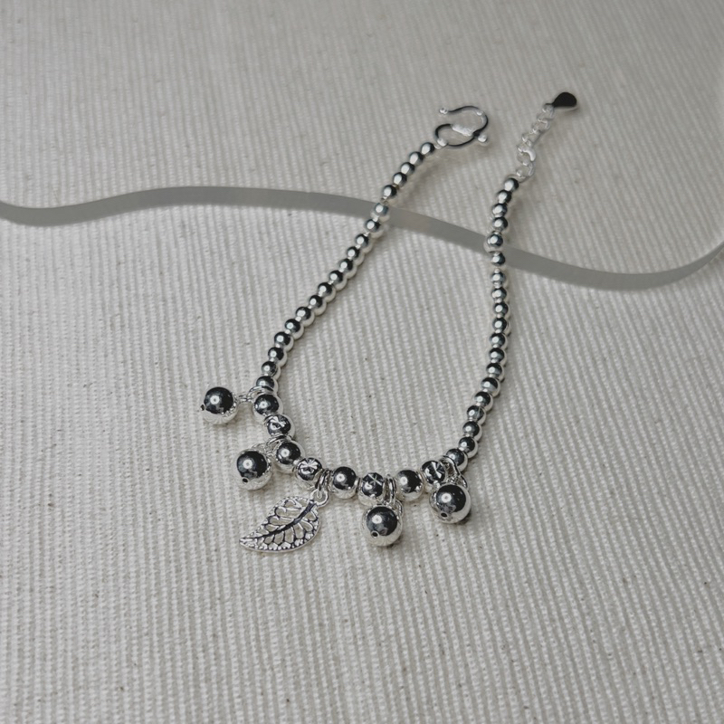 【Moonsee】純銀手鍊-鈴鈴葉子