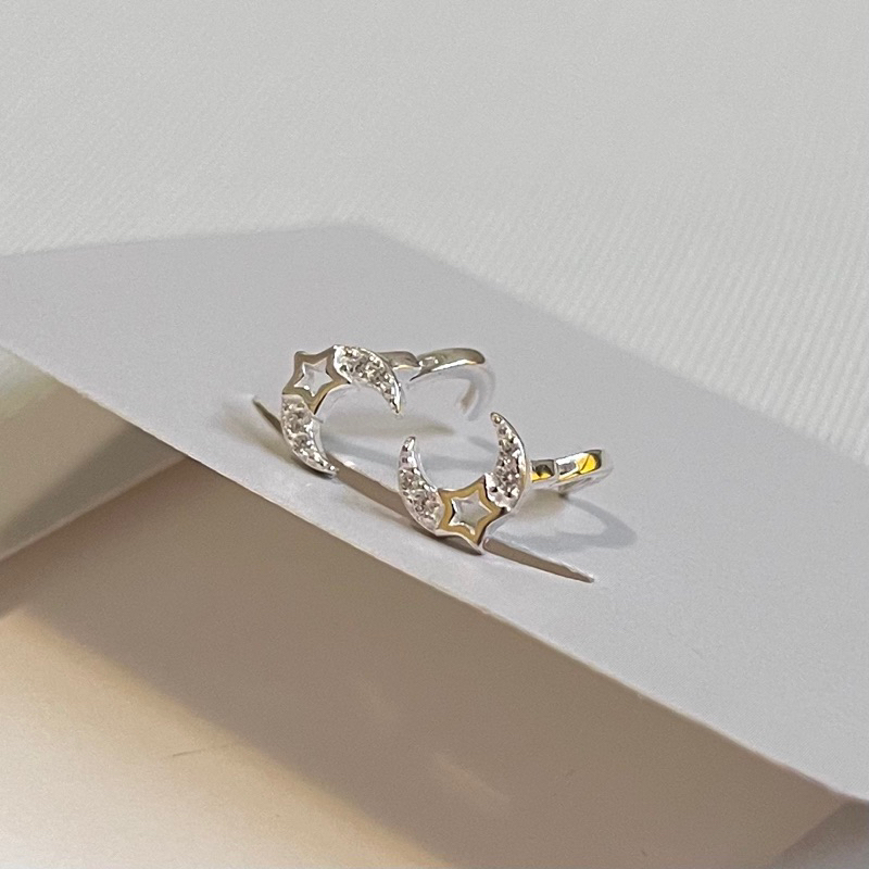 【Moonsee】純銀易扣-空星月鑽