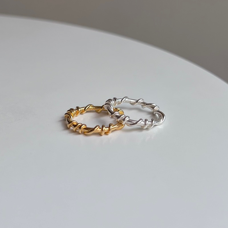 【Moonsee】純銀戒指-手工麻花纏繞