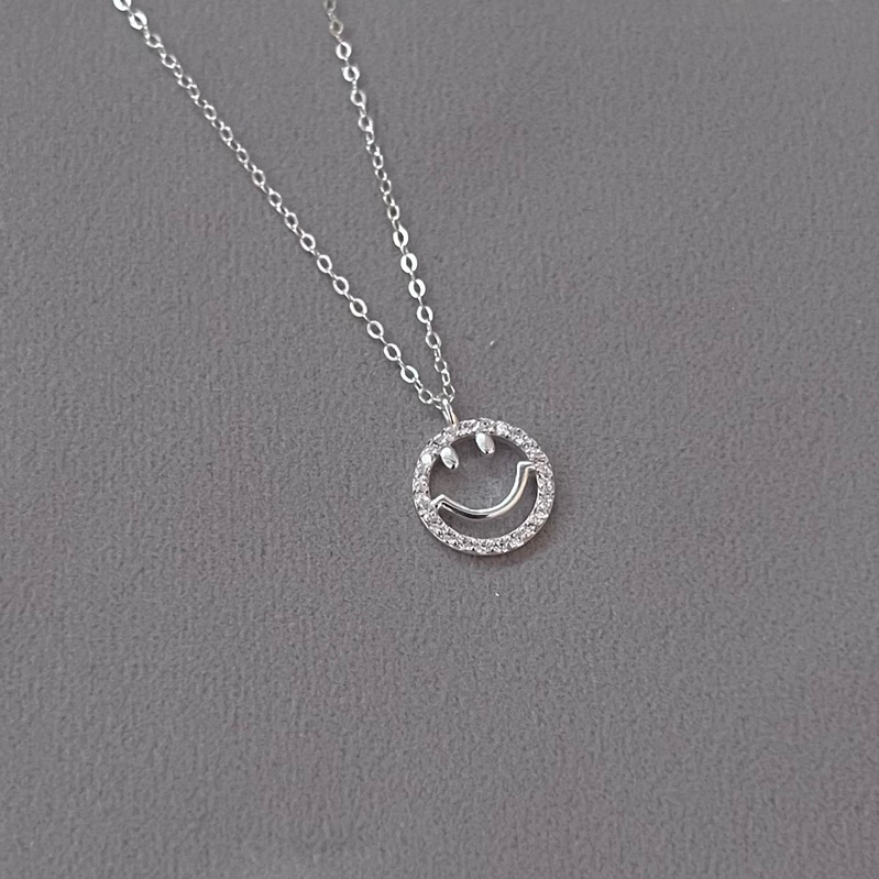 【Moonsee】純銀項鍊-微笑鑲鑽