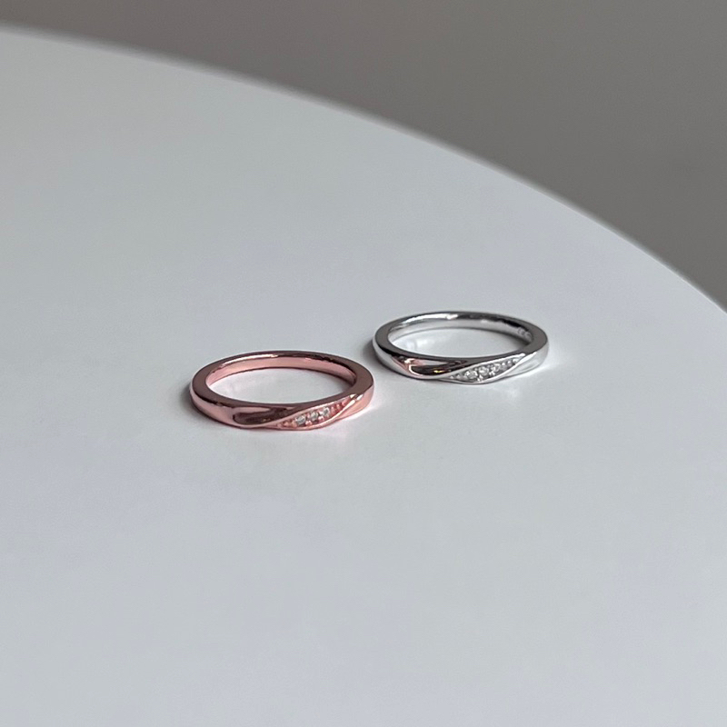 【Moonsee】純銀戒指-扭結無限帶鑽 百搭 尾戒首選👍🏻