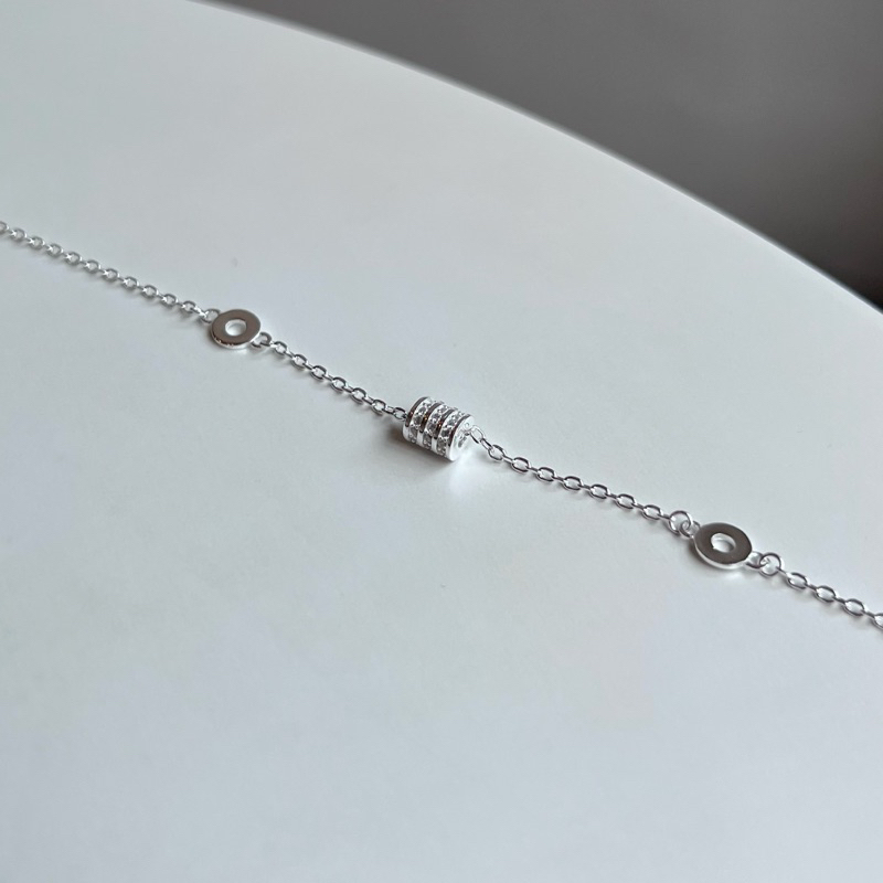 【Moonsee】純銀-圓筒帶鑽手鍊