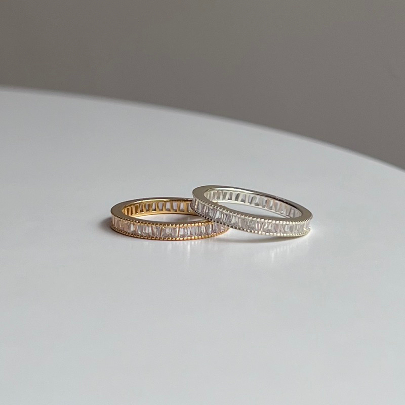 【Moonsee】訂製款✨純銀戒指-手工微鑲方排鑽