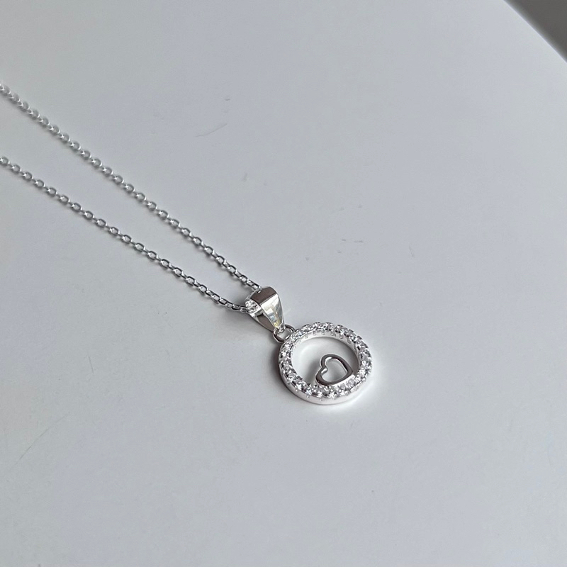 【Moonsee】純銀項鍊-心環鑲鑽