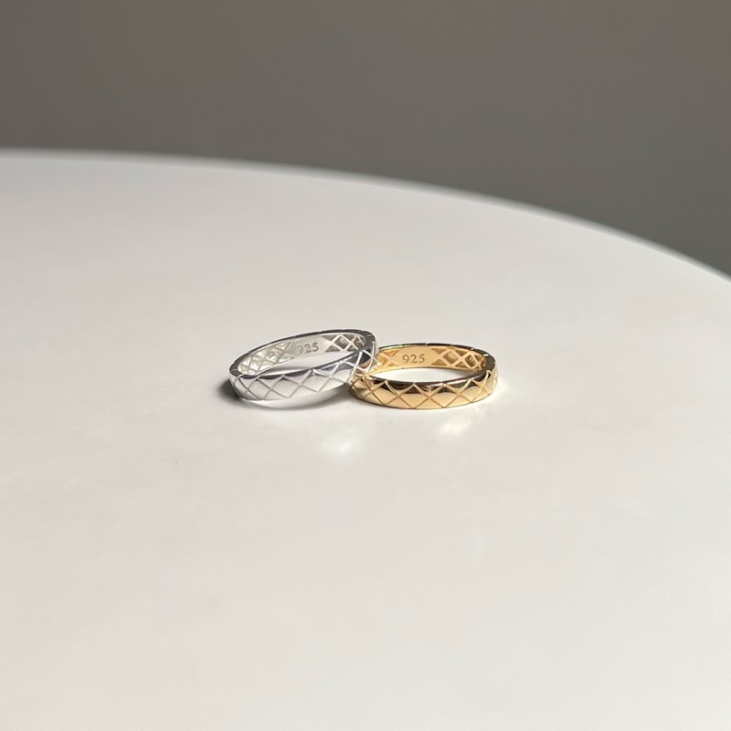 【Moonsee】訂製款✨純銀戒指-菱格紋