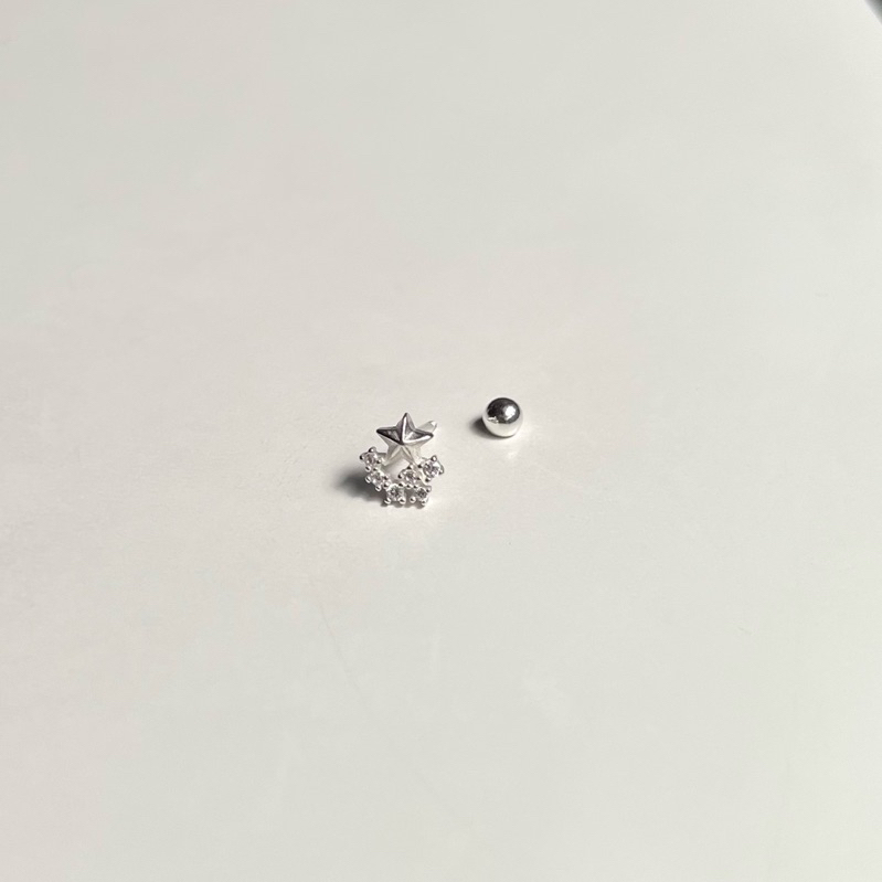 【Moonsee】純銀鎖珠款-閃耀小星星(單支)