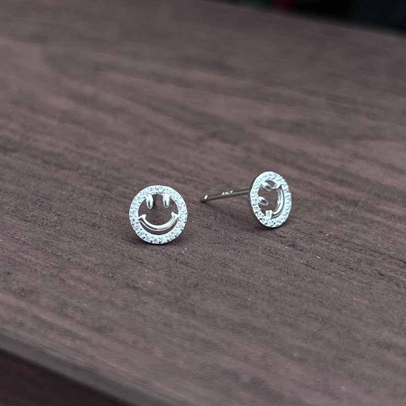 【Moonsee】純銀耳針-微笑鑽圈
