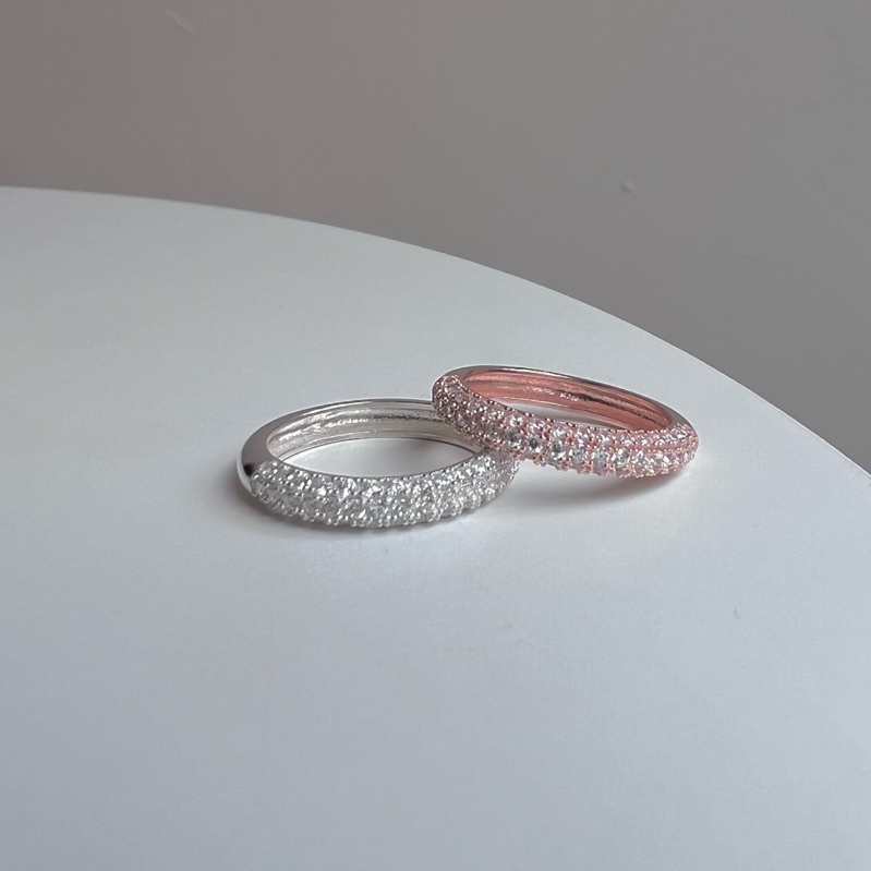 【Moonsee】訂製款✨純銀戒指-閃閃惹人愛 半排鑽