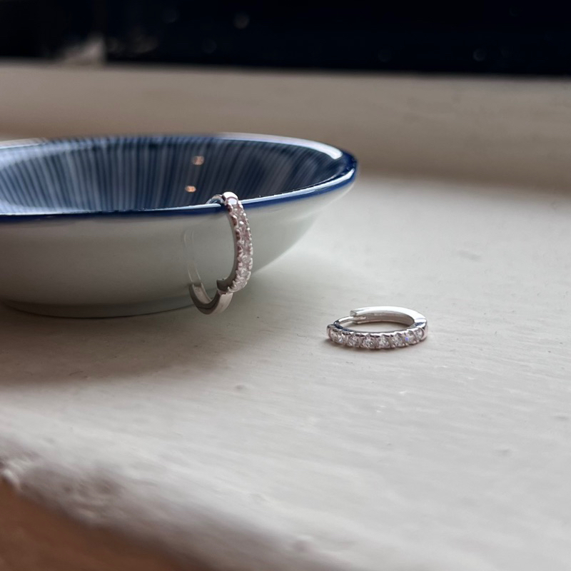 【Moonsee】純銀易扣-8顆排鑽白 基本款 百搭首推👍🏻