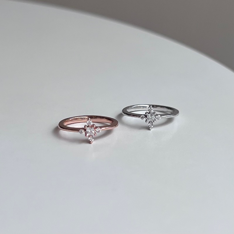 【Moonsee】純銀戒指-十字鑲鑽