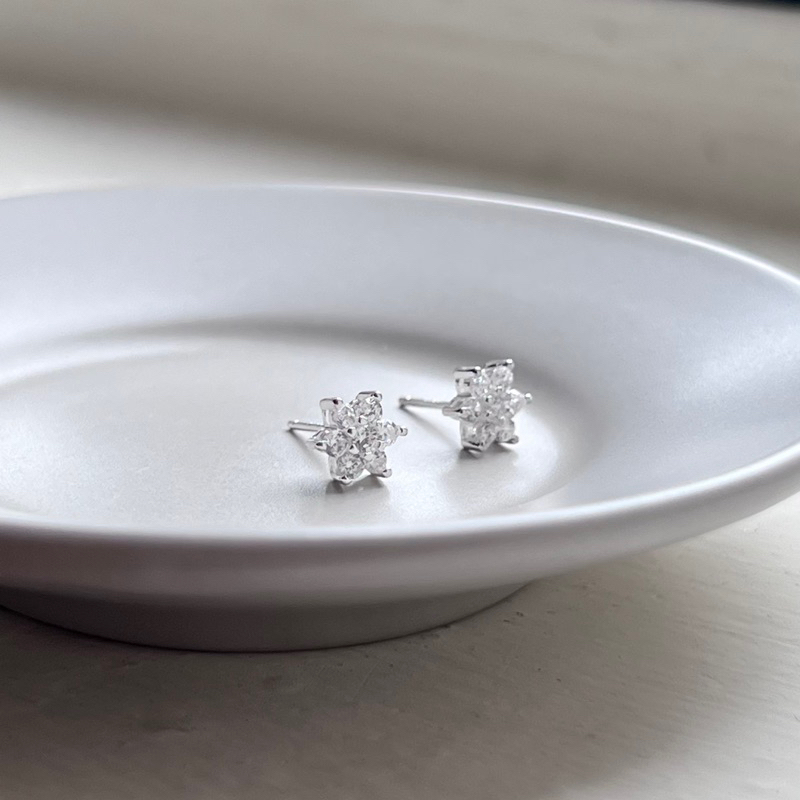 【Moonsee】純銀耳針-雪花綻放