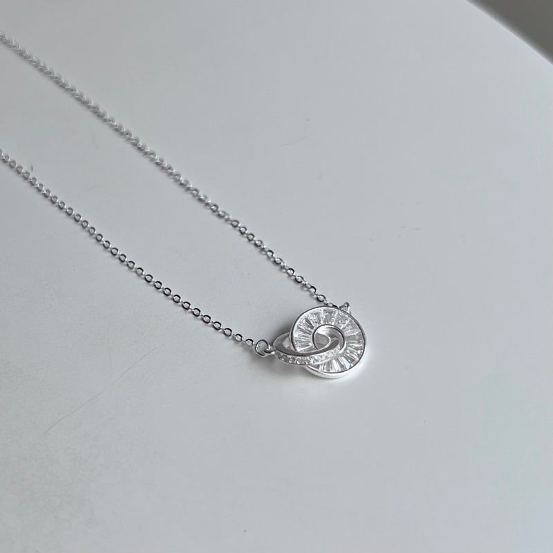 【Moonsee】純銀-雙環T鑽項鍊
