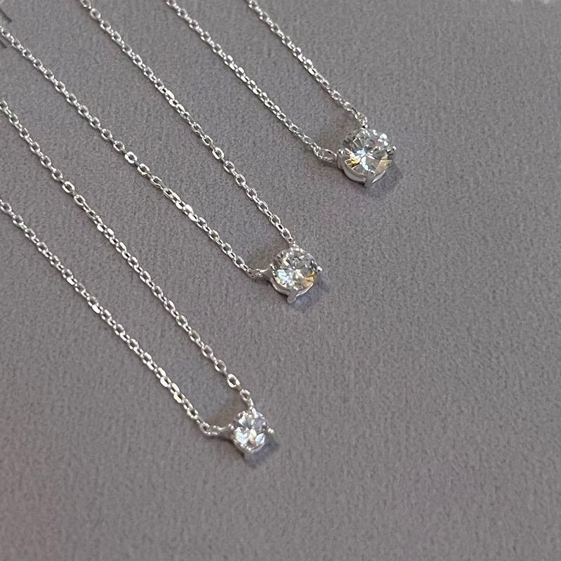 【Moonsee】純銀項鍊-氣質單鑽 3個尺寸可選