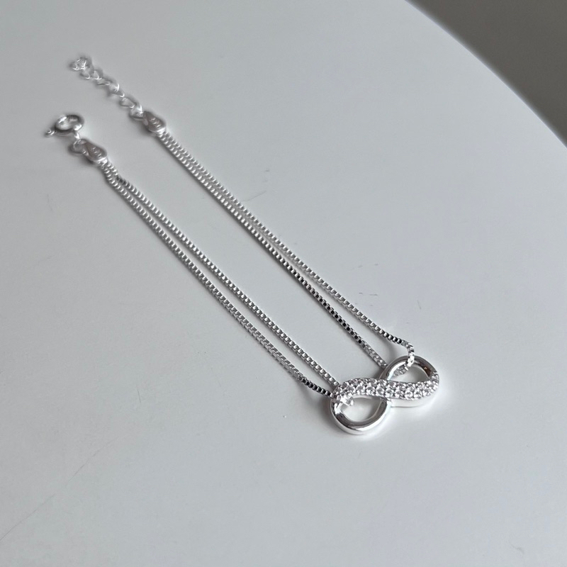 【Moonsee】純銀手鍊-雙鍊8字鑽