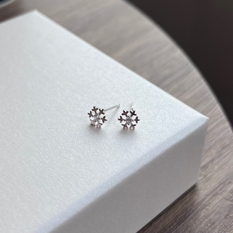 【Moonsee】純銀耳針-雪花點鑽