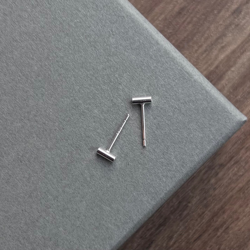 【Moonsee】純銀耳針-圓T字