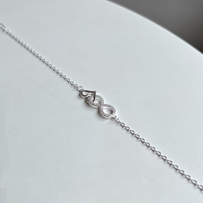 【Moonsee】純銀手鍊-無限鑽愛心