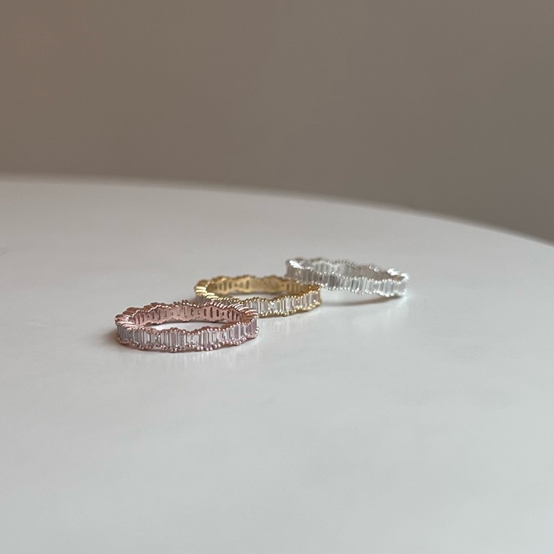 【Moonsee】訂製款✨純銀戒指-手工鑲鑽微波浪