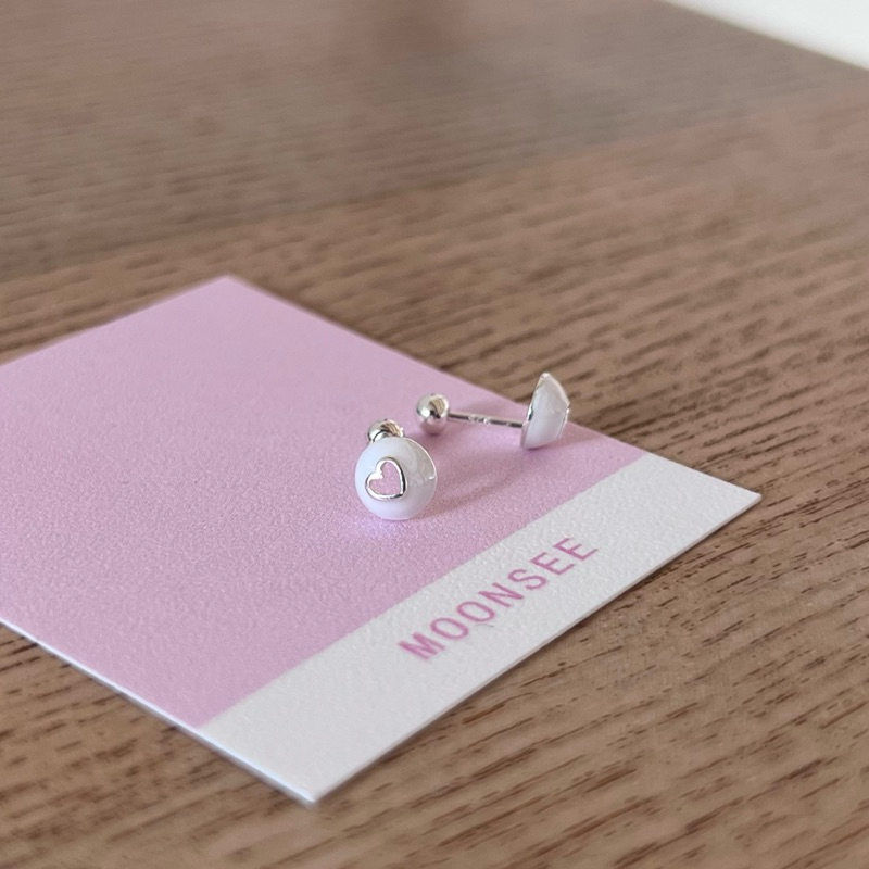 【Moonsee】純銀鎖珠-造型圓凹心(單支)