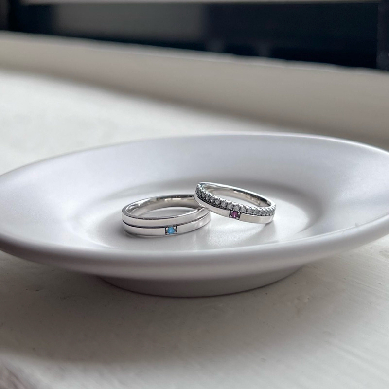 【Moonsee】純銀-寶石相守男女對戒