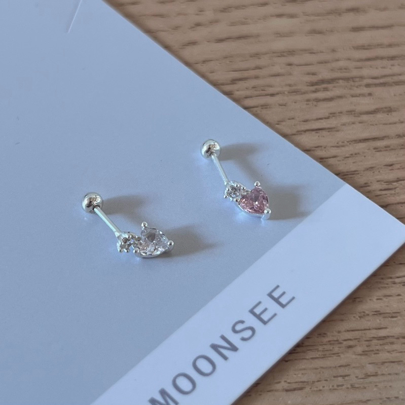 【Moonsee】純銀鎖珠-愛心吊鑽
