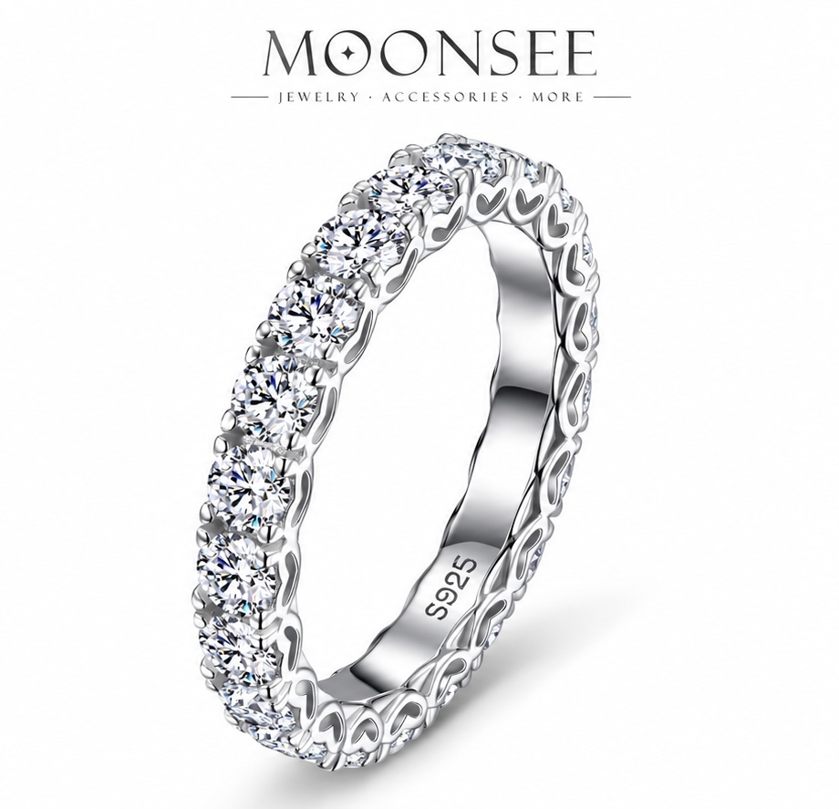✦ MOONSEE 訂製款｜S925愛心排鑽純銀戒