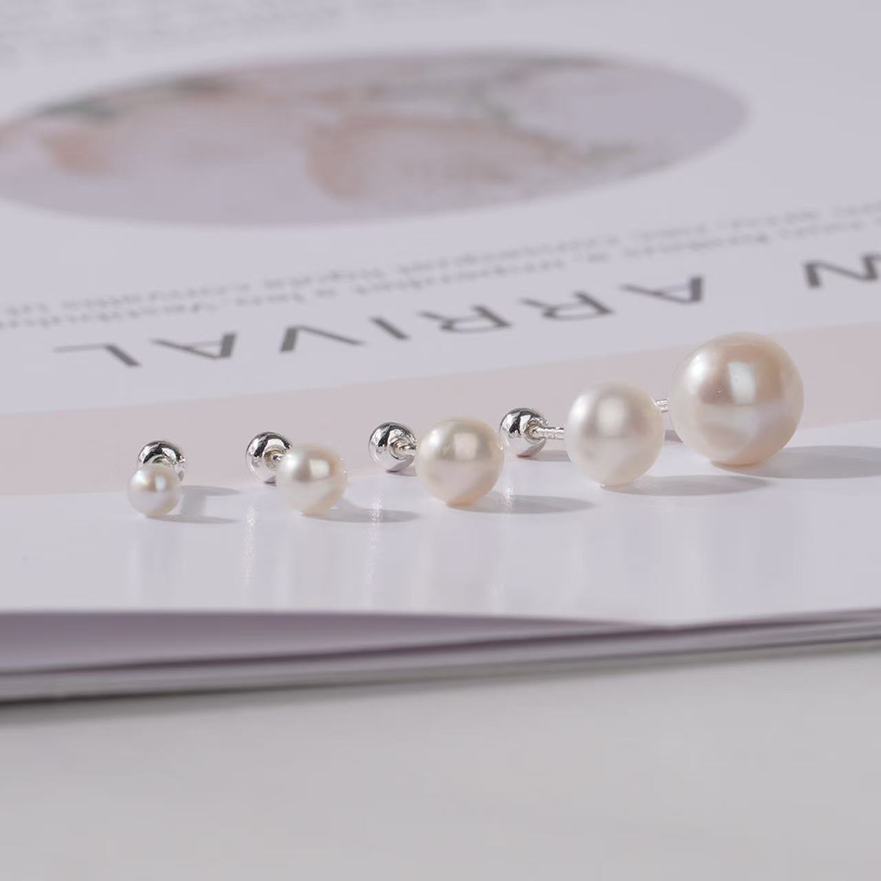 【Moonsee】純銀鎖珠款-仙女珍珠(單支) 百搭 氣質必備 戴著洗澡沒問題👍🏻