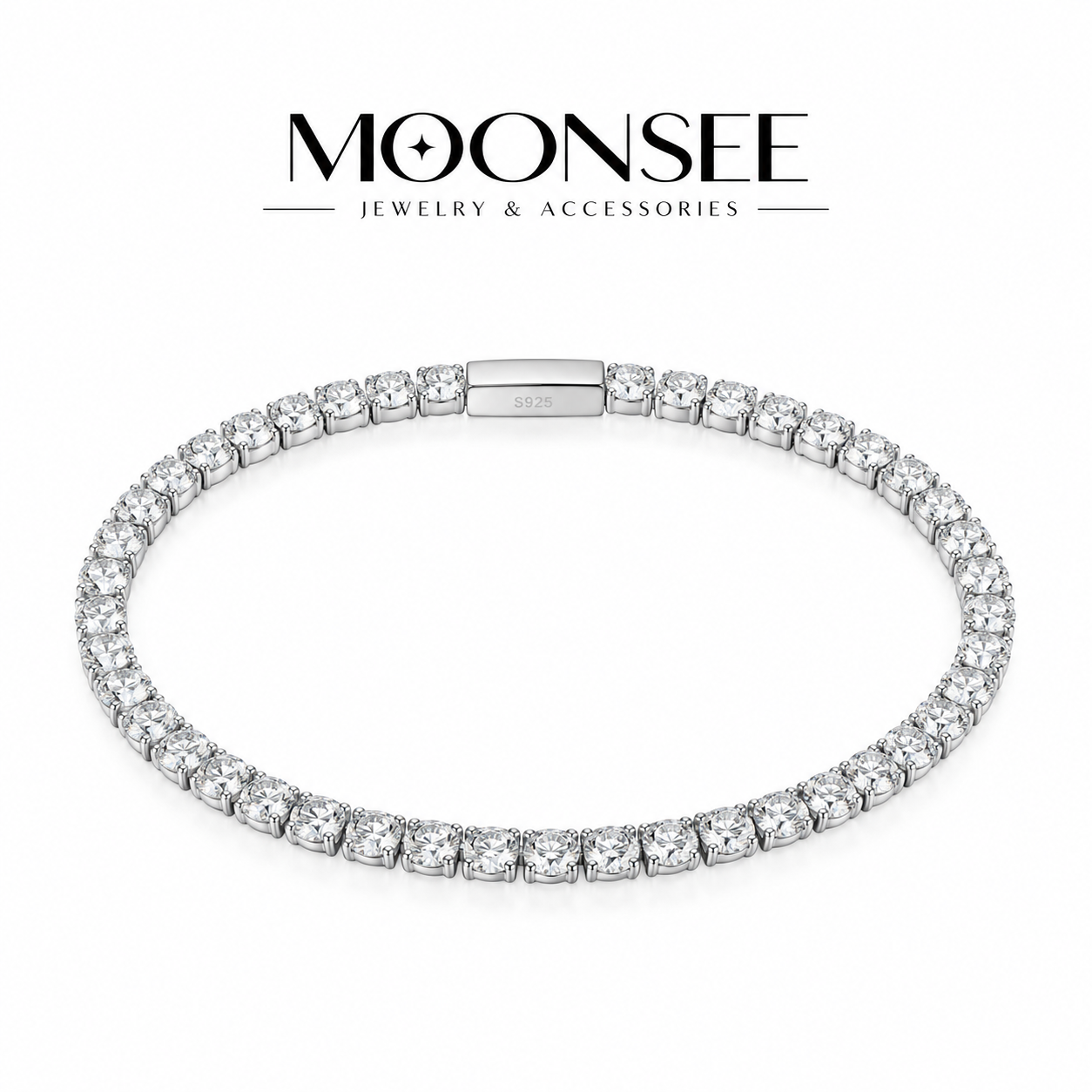 ✦ MOONSEE｜S925純銀鋯石網球手鏈
